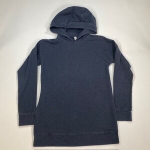 Lululemon Scuba Hoodie Long Pullover Navy Blue‎ Logo Graphic Womens Size 4